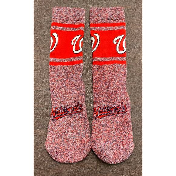 MLB Washington Nationals Crew Socks Calf Height Red White Size 6-12 - Picture 1 of 3